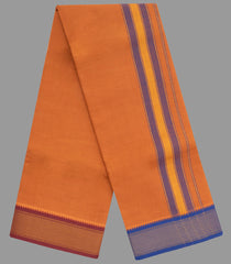 Rust 9 x 5 Cotton Dhoti with Contrast Border-Rust