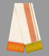 Cream 10 x 6 Cotton Dhoti with Fancy Border-Cream