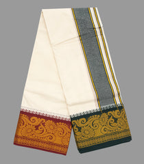 Cream 10 x 6 Cotton Dhoti with Fancy Border -Cream