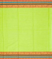 Neon Green Chettinad Cotton Saree With Mango Motifs-Neon Green