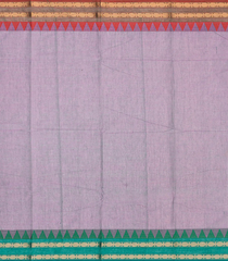 Lilac Chettinad Cotton Saree With Floral Motifs-Lilac