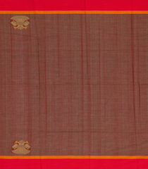 Brown Handloom Chettinad Cotton Saree With animal Motifs-Brown