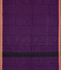 Magenta Handloom Chettinad Plain Cotton Saree With Kamalam Motifs-Magenta