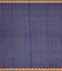 Dark Blue Handloom Chettinad Plain Cotton Saree With Kamalam Motifs-Dark Blue