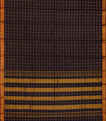 Black Handloom Chettinad Cotton Saree With Checks-Black