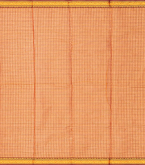 Orange Handloom Chettinad Cotton Saree With Checks-Orange