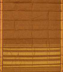 Dark Beige Handloom Chettinad Cotton Saree With Checks-Beige