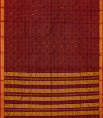 Crimson Handloom Chettinad Cotton Saree With Checks & Buttas-Crimson