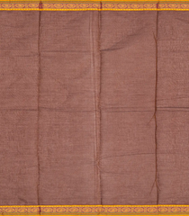 Dark Brown Handloom Chettinad Plain Cotton Saree With Mango Motifs In Border-Dark Brown