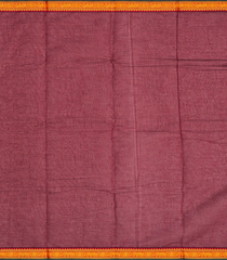 Maroon Handloom Chettinad Plain Cotton Saree With Elephant Motifs In Border-Maroon