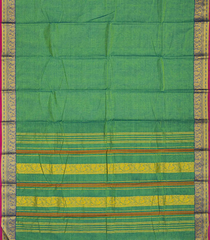 Aquamarine Handloom Chettinad Plain Cotton Saree With Annam Motifs In Border-Aquamarine