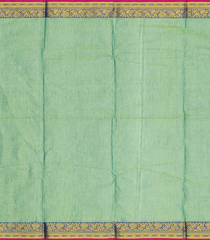 Aquamarine Handloom Chettinad Plain Cotton Saree With Annam Motifs In Border-Aquamarine