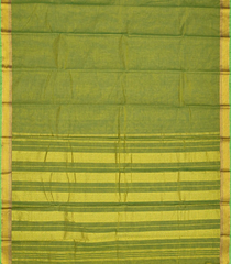 Olive Green Handloom Chettinad Plain Cotton Saree With Kamalam Motifs In Border-Olive Green