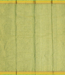 Olive Green Handloom Chettinad Plain Cotton Saree With Kamalam Motifs In Border-Olive Green