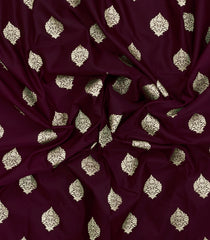 Dark Maroon Woven Blended Satin Saree With Floral Motifs-BL6191