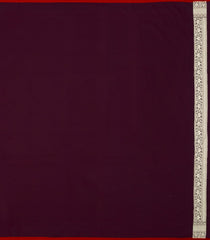 Dark Maroon Woven Blended Satin Saree With Floral Motifs-BL6191