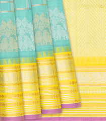 Light Blue Handloom Chirala Silk Cotton Saree With Annam Motifs-Light Blue