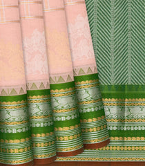 Baby Pink Handloom Chirala Silk Cotton Saree With Annam Motifs-Baby Pink