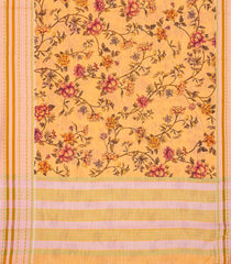 Orange Chirala Saree With Printed Floral Motifs-Orange