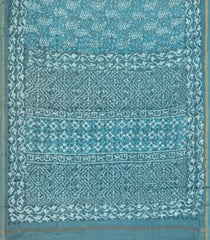Light Blue Handloom Chanderi Cotton Saree With Printed Motifs-CC1367