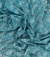 Light Blue Handloom Chanderi Cotton Saree With Printed Motifs-CC1367