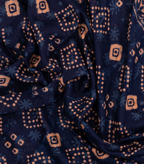 Navy Blue Handloom Chanderi Cotton Saree With Printed Motifs-CC1370