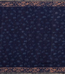 Navy Blue Handloom Chanderi Cotton Saree With Printed Motifs-CC1370