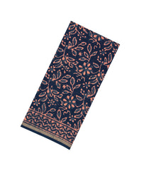 Navy Blue Handloom Chanderi Cotton Saree With Printed Motifs-CC1371