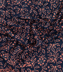 Navy Blue Handloom Chanderi Cotton Saree With Printed Motifs-CC1371