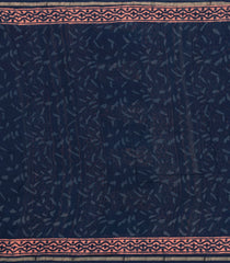 Navy Blue Handloom Chanderi Cotton Saree With Printed Motifs-CC1371