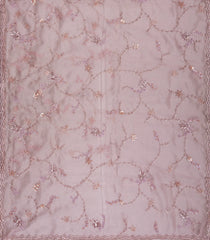 Dusty Pink Woven Organza Saree With Embroidered Floral Motifs-EN1861