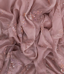 Dusty Pink Woven Organza Saree With Embroidered Floral Motifs-EN1861