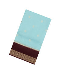 Turquoise Woven Blended Viscose Saree With Buttas-BL5683