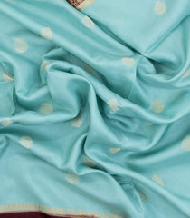 Turquoise Woven Blended Viscose Saree With Buttas-BL5683