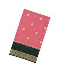 Peach Woven Blended Viscose Saree With Buttas-BL5698