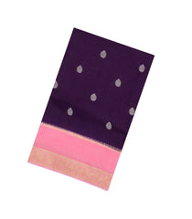 Dark Purple Woven Blended Viscose Saree With Buttas-BL5684