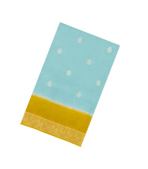 Turquoise Woven Blended Viscose Saree With Buttas-BL5678
