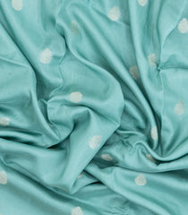 Turquoise Woven Blended Viscose Saree With Buttas-BL5678