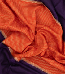 Orange Woven Blended Viscose Saree With Zari Checks-BL5680