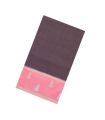 Dark Purple Woven Blended Viscose Saree With Contrast Border-BL5700