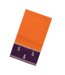 Orange Woven Blended Viscose Saree With Contrast Border-BL5701