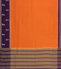 Orange Woven Blended Viscose Saree With Contrast Border-BL5701