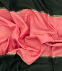 Peach Woven Blended Viscose Saree With Zari Checks-BL5705