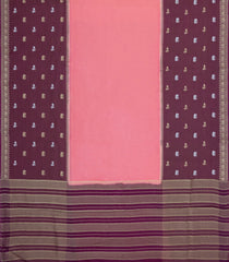 Peach Woven Blended Viscose Saree With Contrast Border-BL5682