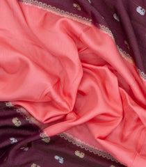 Peach Woven Blended Viscose Saree With Contrast Border-BL5682