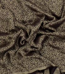 Black Woven Mysore Silk Saree With Floral Vine Motifs-MS3566