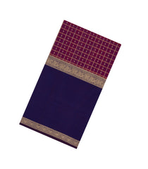 Magenta Handloom Silk Cotton Saree With Checks-SC4214