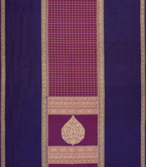Magenta Handloom Silk Cotton Saree With Checks-SC4214