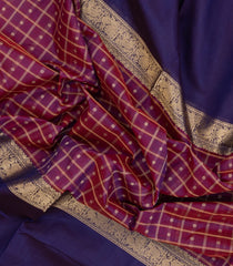 Magenta Handloom Silk Cotton Saree With Checks-SC4214