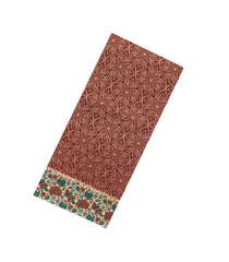 Brown Printed Jaipur Cotton Saree With Floral Motifs-JC1741